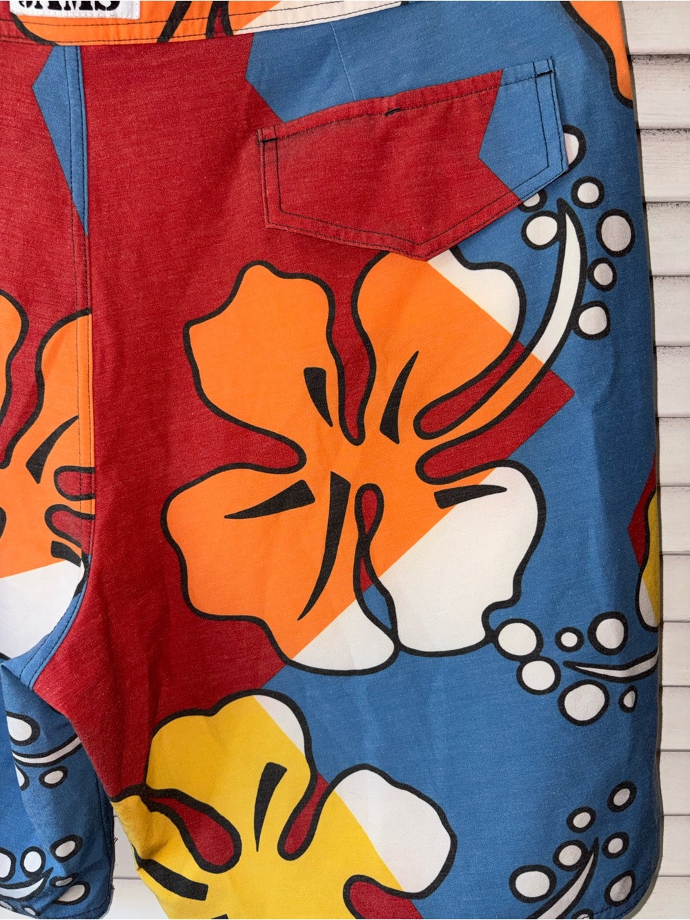 Vintage Original Jams Hibiscus Board Shorts Mens 36 Hawaiian Surf Swim Trunks - Picture 5 of 7
